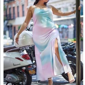 ELOQUII watercolor silk slip dress. Size 16. Never worn, tags still on.